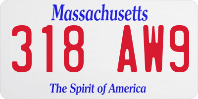 MA license plate 318AW9