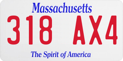 MA license plate 318AX4