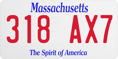MA license plate 318AX7