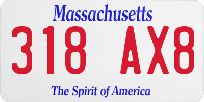 MA license plate 318AX8