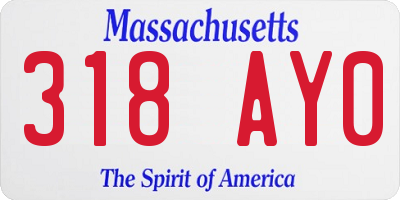 MA license plate 318AY0