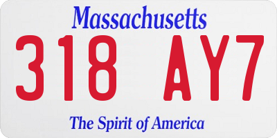 MA license plate 318AY7