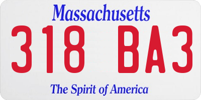 MA license plate 318BA3