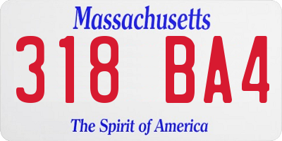MA license plate 318BA4