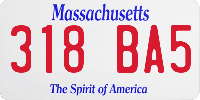 MA license plate 318BA5