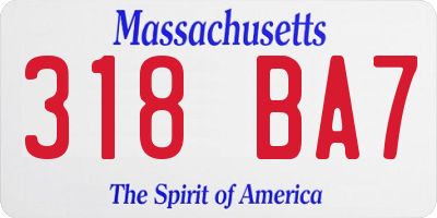 MA license plate 318BA7