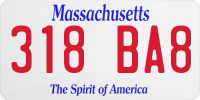 MA license plate 318BA8
