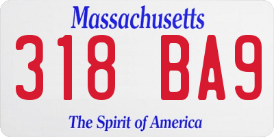 MA license plate 318BA9