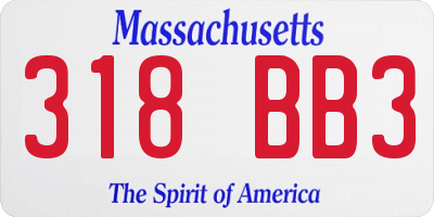 MA license plate 318BB3