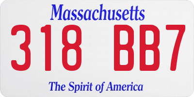 MA license plate 318BB7