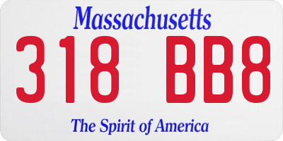 MA license plate 318BB8