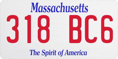 MA license plate 318BC6