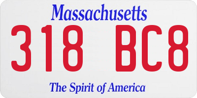 MA license plate 318BC8