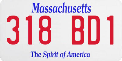 MA license plate 318BD1