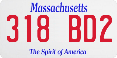 MA license plate 318BD2