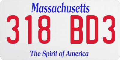 MA license plate 318BD3