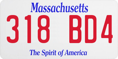 MA license plate 318BD4