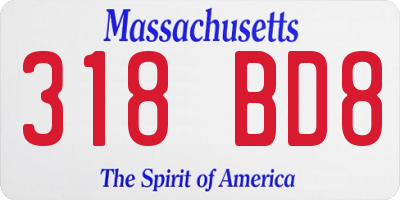 MA license plate 318BD8