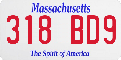 MA license plate 318BD9