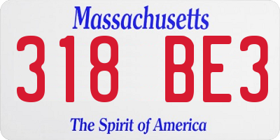 MA license plate 318BE3