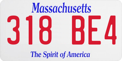 MA license plate 318BE4