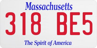 MA license plate 318BE5