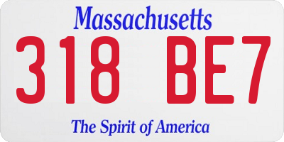 MA license plate 318BE7