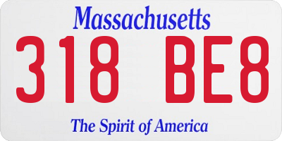 MA license plate 318BE8