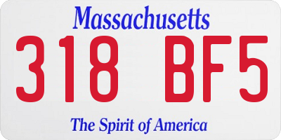 MA license plate 318BF5