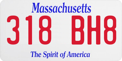 MA license plate 318BH8