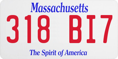 MA license plate 318BI7