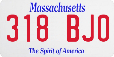 MA license plate 318BJ0