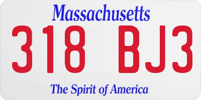 MA license plate 318BJ3