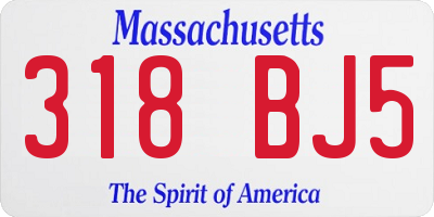 MA license plate 318BJ5