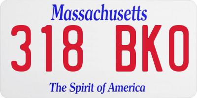 MA license plate 318BK0