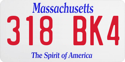 MA license plate 318BK4