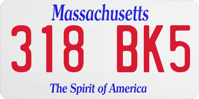 MA license plate 318BK5