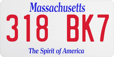 MA license plate 318BK7