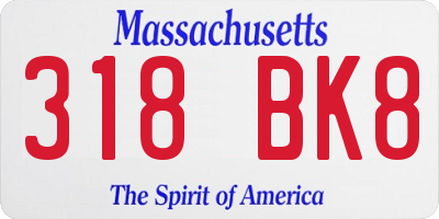 MA license plate 318BK8