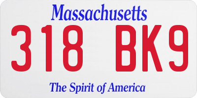 MA license plate 318BK9