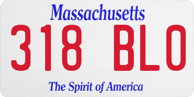 MA license plate 318BL0