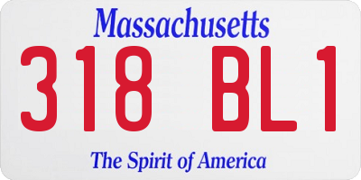 MA license plate 318BL1