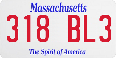 MA license plate 318BL3