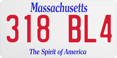 MA license plate 318BL4