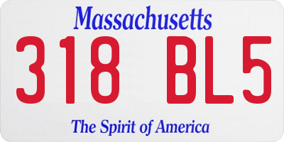 MA license plate 318BL5