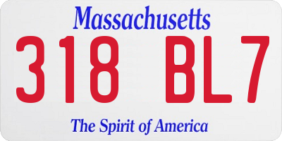 MA license plate 318BL7