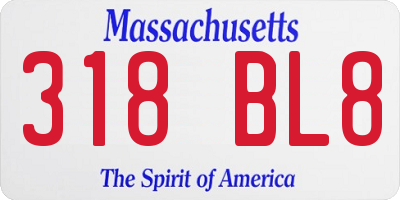 MA license plate 318BL8