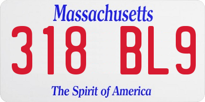 MA license plate 318BL9