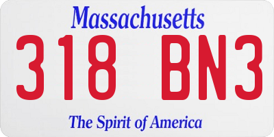 MA license plate 318BN3
