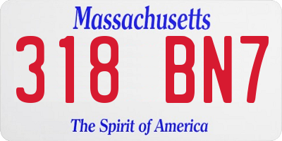 MA license plate 318BN7